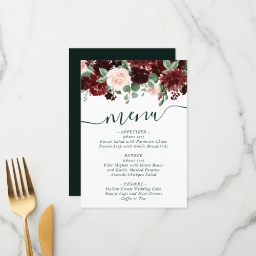 Rustic Blooms  Terracotta and Marsala Red Garland Menu