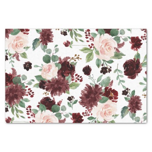 Rustic Blooms  Terracotta and Marsala Red Pattern Tissue Paper