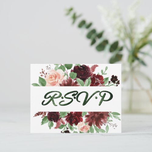 Rustic Blooms  Terracotta and Marsala Red RSVP Postcard