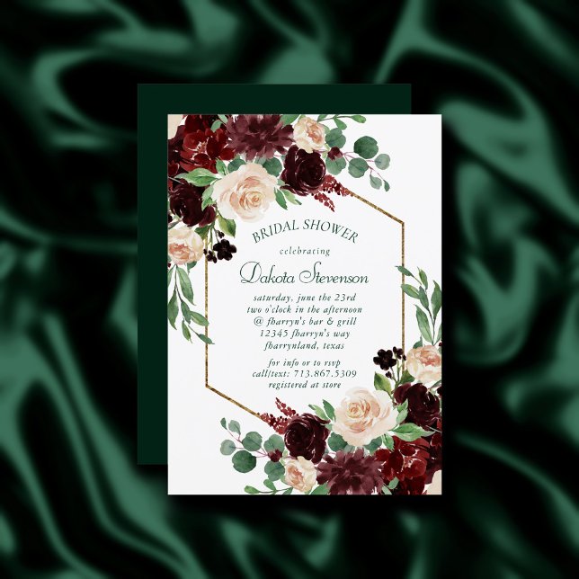 Rustic Blooms | Terracotta and Marsala Red Shower Invitation (Creator Uploaded)