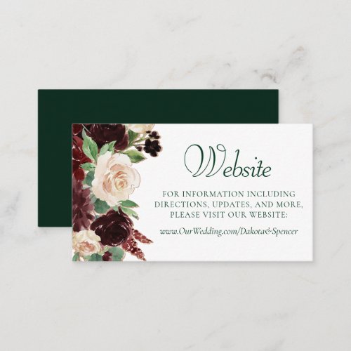 Rustic Blooms  Terracotta and Marsala Red Website Enclosure Card