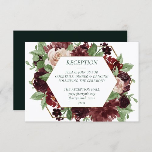 Rustic Blooms  Terracotta and Marsala Red Wreath Enclosure Card