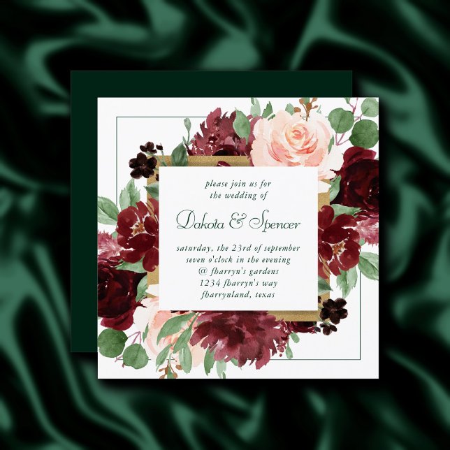 Rustic Blooms | Terracotta and Marsala Red Wreath Invitation (Creator Uploaded)