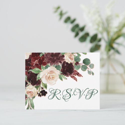 Rustic Blooms  Terracotta and Marsala RSVP Entree Postcard