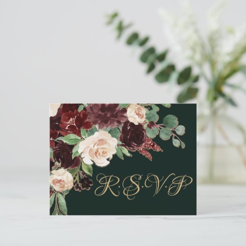 Rustic Blooms  Terracotta and Marsala RSVP Entree Postcard