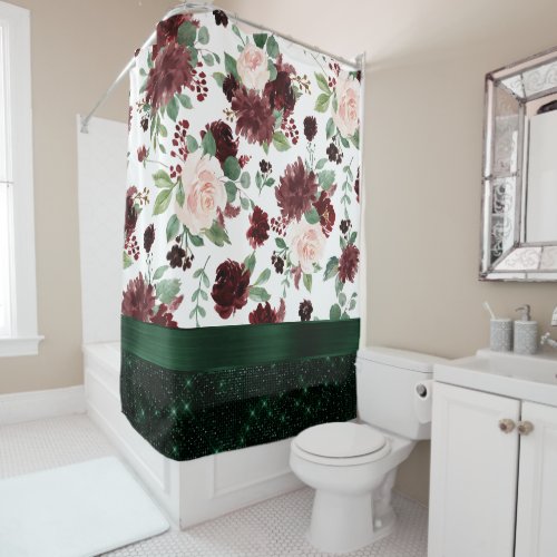 Rustic Blooms  Terracotta and Marsala Shimmer Shower Curtain