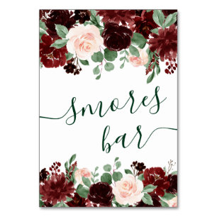 Rustic Blooms   Terracotta and Marsala Smores Bar Table Number