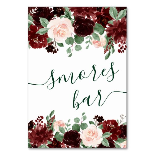 Rustic Blooms  Terracotta and Marsala Smores Bar Table Number