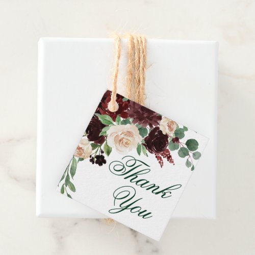 Rustic Blooms  Terracotta and Marsala Thank You Favor Tags