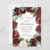 Rustic Blooms | Terracotta Marsala Baby in Bloom Invitation (Front)
