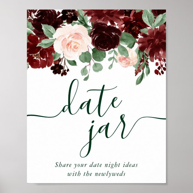 Rustic Blooms | Terracotta Marsala Date Night Jar Poster (Front)