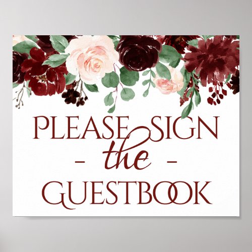 Rustic Blooms  Terracotta Marsala Guestbook Sign