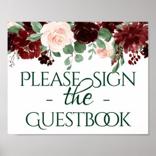 Rustic Blooms Terracotta Marsala Guestbook Sign