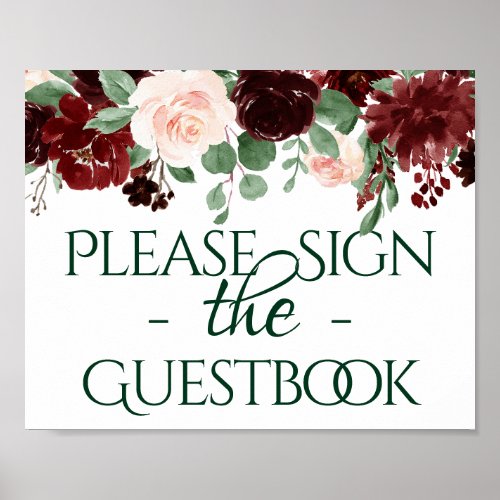 Rustic Blooms  Terracotta Marsala Guestbook Sign