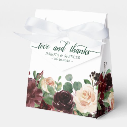 Rustic Blooms  Terracotta Marsala Love and Thanks Favor Boxes