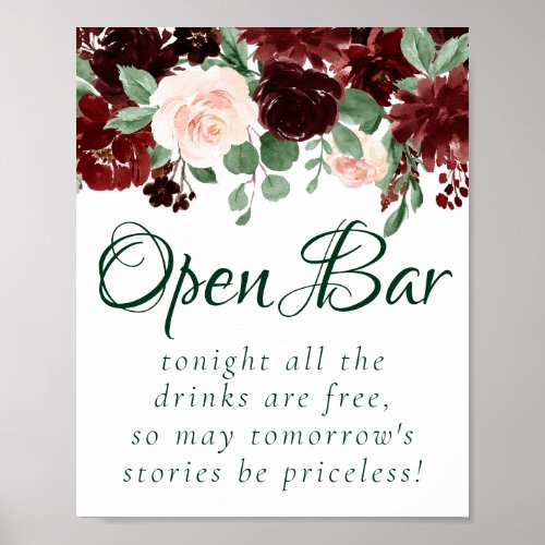 Rustic Blooms  Terracotta Marsala Red Open Bar Poster