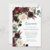 Rustic Blooms | Terracotta Marsala Red Quinceanera Invitation (Front)