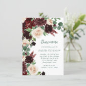 Rustic Blooms | Terracotta Marsala Red Quinceanera Invitation (Standing Front)