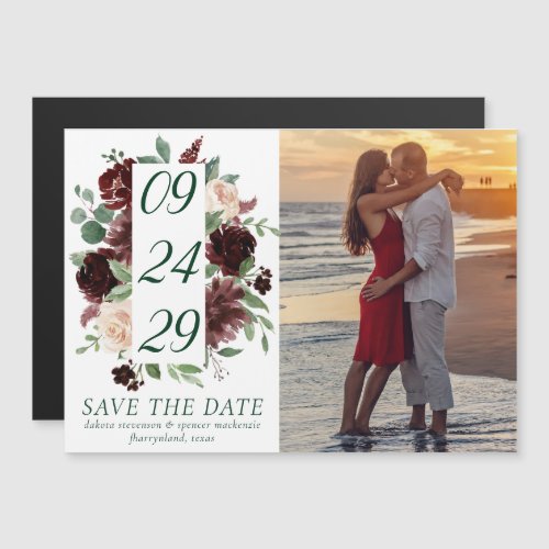 Rustic Blooms  Terracotta Marsala Save the Date Magnetic Invitation