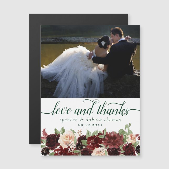 Rustic Blooms | Terracotta Photo Thank You Magnet (Front/Back)