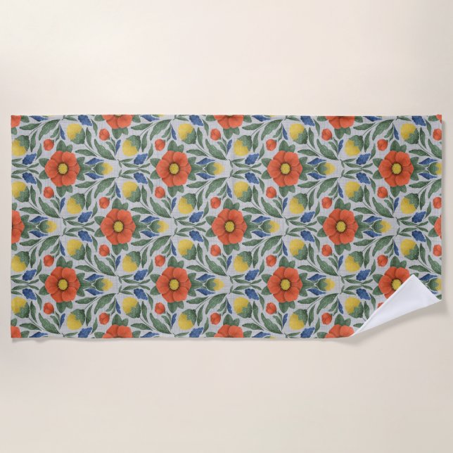 Rustic Blossom Beach Towel (Front)