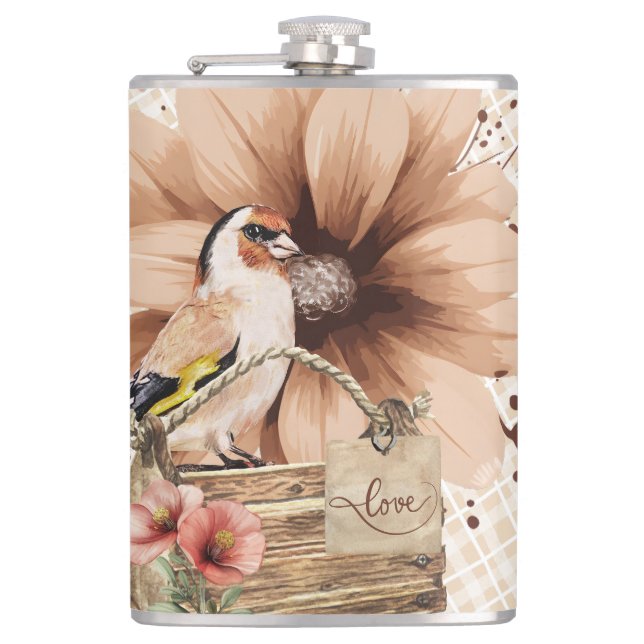 Rustic Blossom Bird Nook Flask (Front)