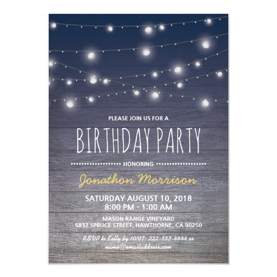 Rustic Blue Adult Mens Birthday Party Invitation | Zazzle.com