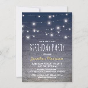 Rustic Blue Adult Mens Birthday Party Invitation