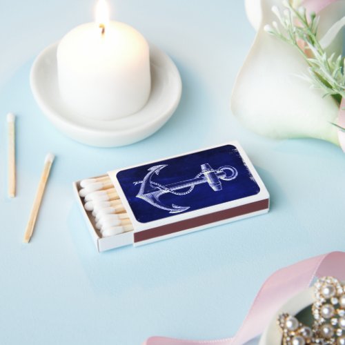 rustic Blue anchor beach nautical wedding  Matchboxes