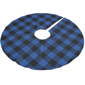 Rustic Blue And Black Buffalo Check Plaid Brushed Polyester Tree Skirt by cardeddesigns at Zazzle
