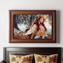 Rustic Blue and Tan Watercolor Girl