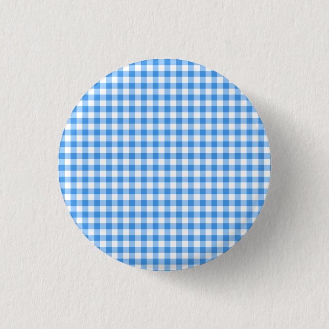 Rustic Blue And White Gingham Pattern Button (Front)