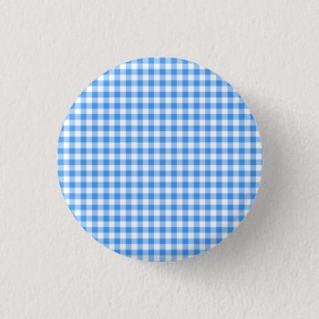 Rustic Blue And White Gingham Pattern Button by InTrendPatterns at Zazzle