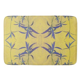 Rustic Blue and Yellow Bathroom Mat