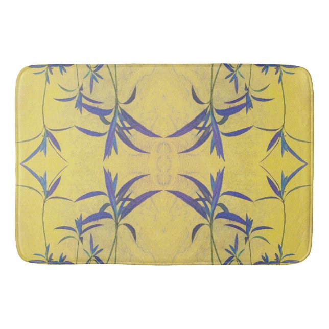 Rustic Blue and Yellow Bathroom Mat (Front)