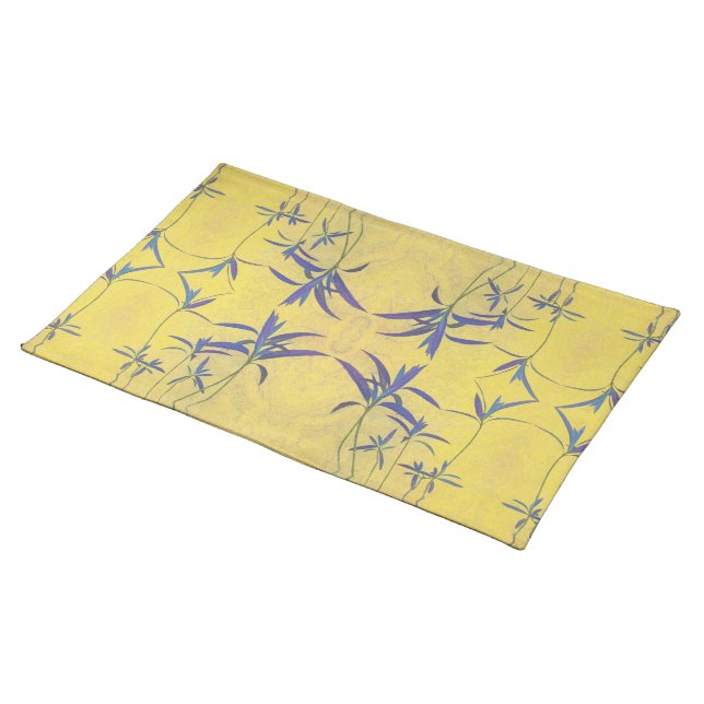 Rustic Blue and Yellow Cloth Placemat (On Table)