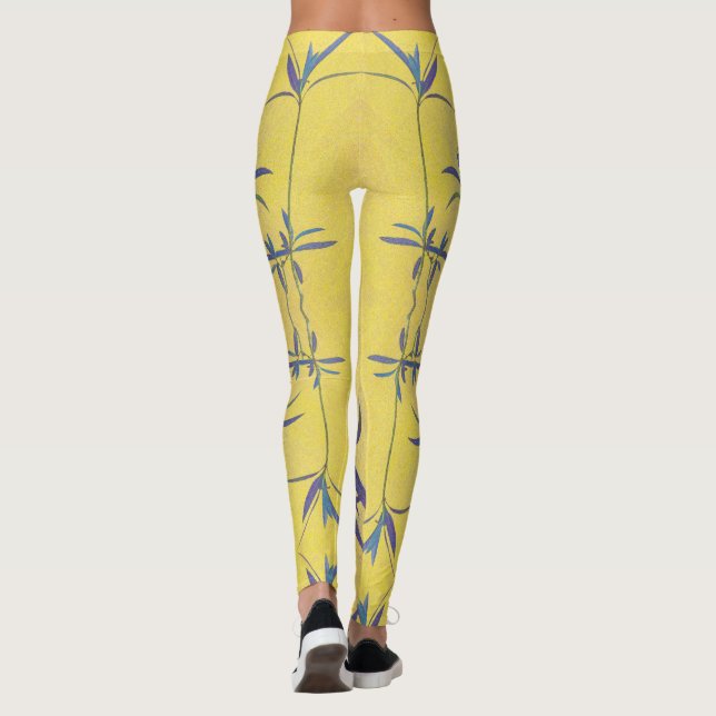 Rustic Blue and Yellow Leggings (Back)
