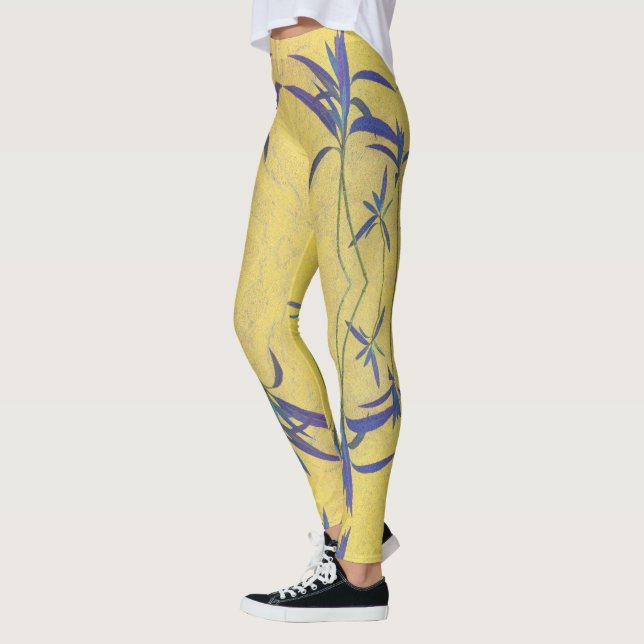 Rustic Blue and Yellow Leggings (Left)
