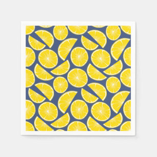 Rustic Blue and Yellow Lemons Pattern Napkins