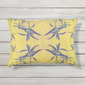 Rustic Blue and Yellow Outdoor Pillow