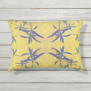 Rustic Blue and Yellow Outdoor Pillow