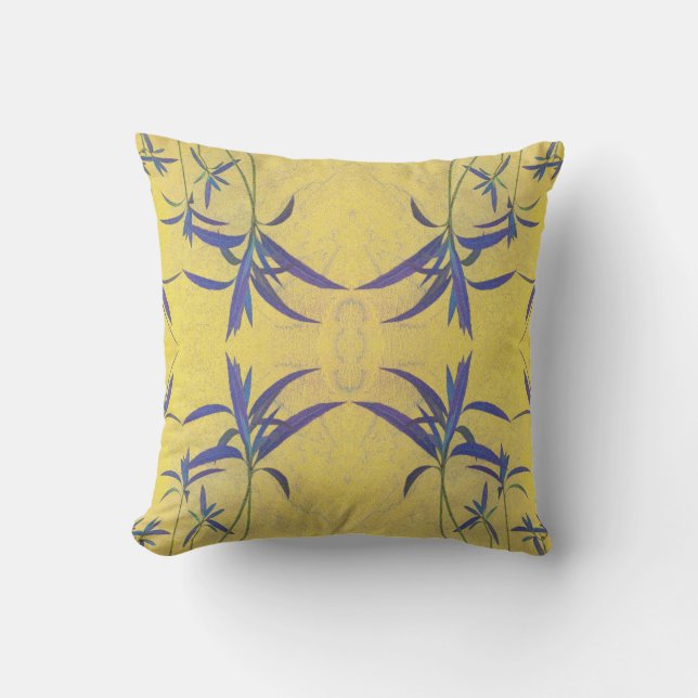 Rustic Blue and Yellow Throw Pillow (Front)
