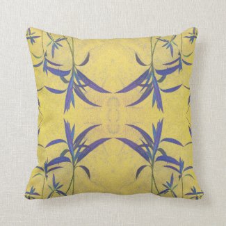 Rustic Blue and Yellow Throw Pillow