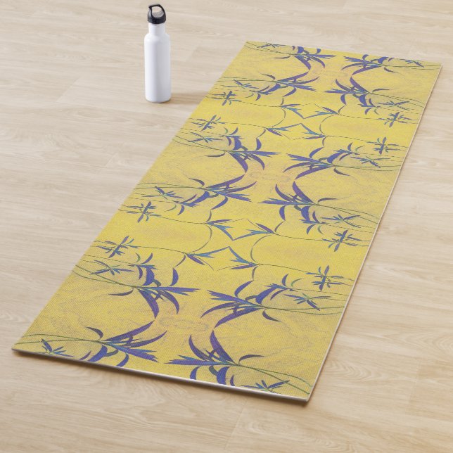 Rustic Blue and Yellow Yoga Mat (In Situ)