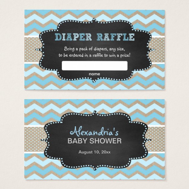 Rustic Blue Baby Shower Diaper Raffle Ticket