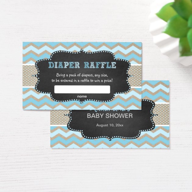 Rustic Blue Baby Shower Diaper Raffle Ticket