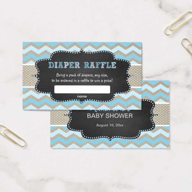 Rustic Blue Baby Shower Diaper Raffle Ticket