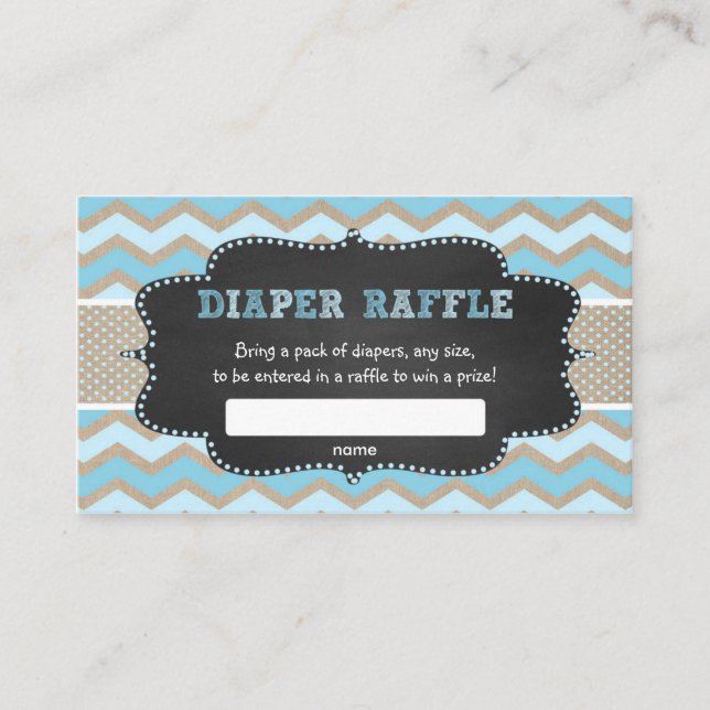 Rustic Blue Baby Shower Diaper Raffle ticket Enclosure Card (Front)