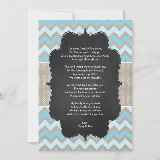 Rustic Blue Baby Shower Thank you note, boy Invitation | Zazzle.com