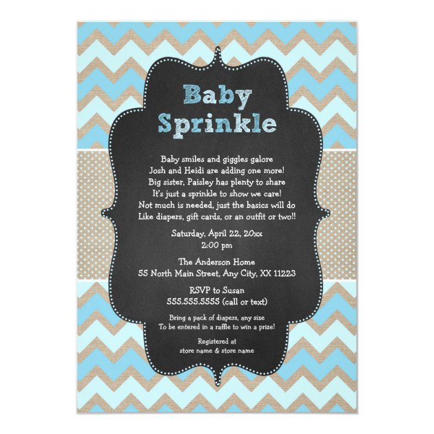 Rustic Blue Baby Sprinkle Invite / Boy Baby Shower